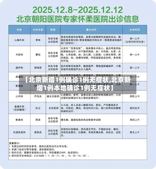 【北京新增1例确诊1例无症状,北京新增1例本地确诊1例无症状】