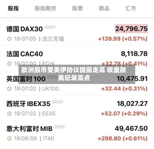欧洲股市受美伊协议提振走高 收盘脱离纪录高点-第3张图片