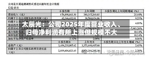 太辰光：公司2025年度营业收入、归母净利润有所上涨但规模不大-第2张图片