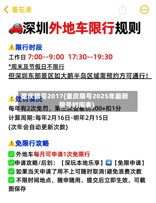 重庆限号2017(重庆限号2025年最新限号时间表)-第2张图片