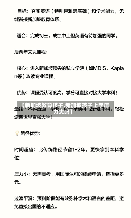 【新加坡教育孩子,新加坡孩子上学压力大吗】