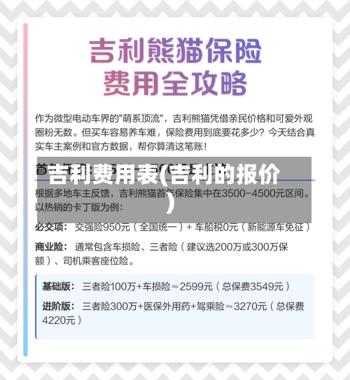 吉利费用表(吉利的报价)-第3张图片